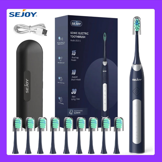 SEJOY Oral Cleaning Personal Sonic Electric Toothbrush Care Appliances IPX7 5 Modes Smart Rechargeable Automatic Toothbrush