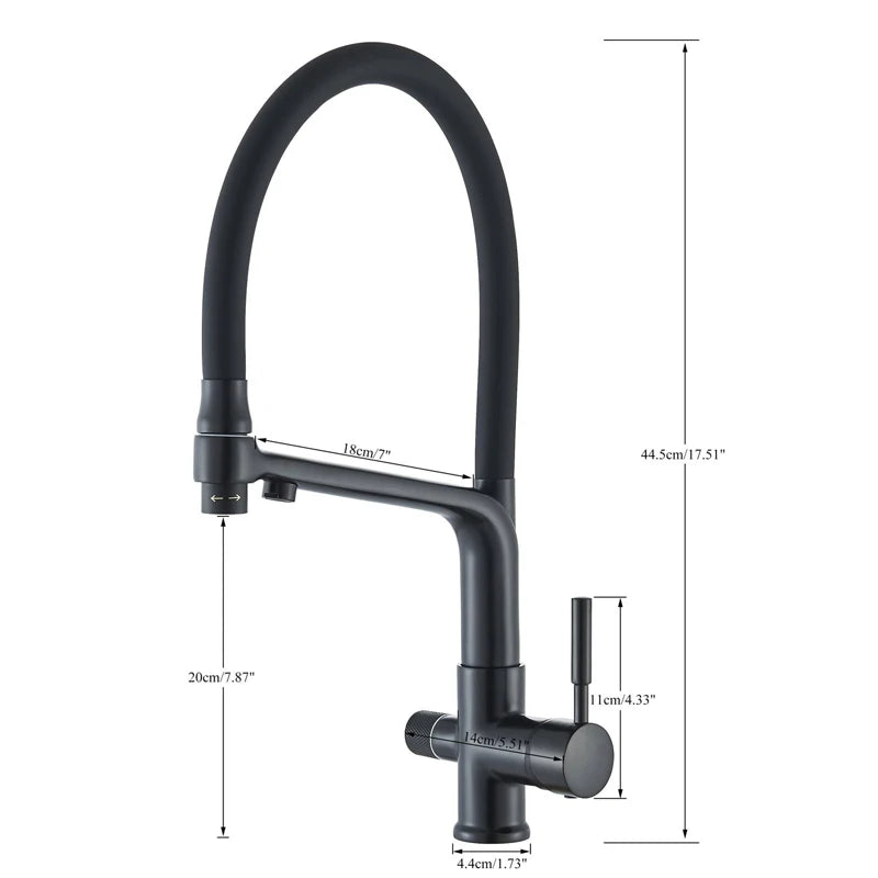 Nekjcag Black Filter Kitchen Faucet Pured Water Kitchen Sink Taps 360 Rotate Pull Down Flexible Pipe 2 Function Nozzle Mixer