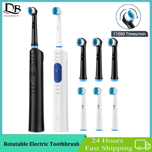 Rotary Electric Toothbrush Rechargeable 3 Modes Sonic Vibration Tooth Brush For Adults Rotating Toothbrushes Teeth Cleaner