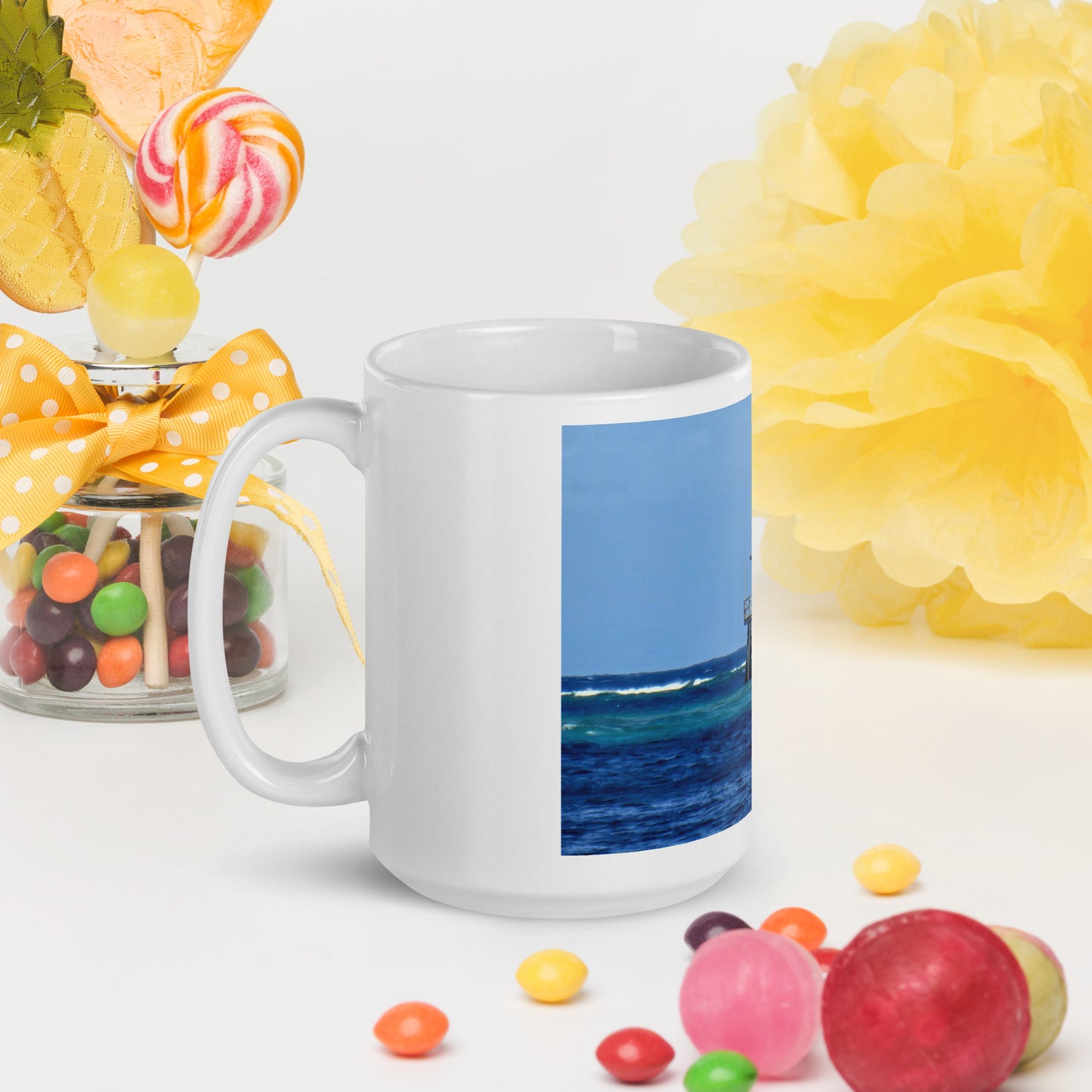 White glossy mug