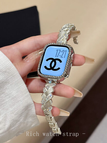 Wheat Spike Diamond-Encrusted Metal Starlight Watch Band for Apple Watch Female - Image 7