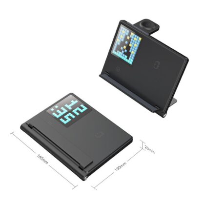 Trending Products Portable 5-in-1 Pixel Animation Foldable Wireless Charger Stand Pad for Mobile Phone Smart Watch Earphone - Image 2