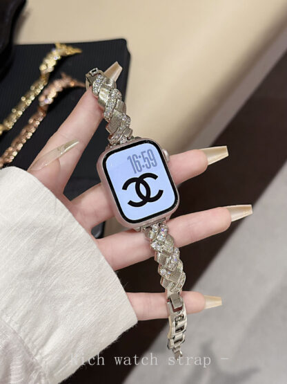 Wheat Spike Diamond-Encrusted Metal Starlight Watch Band for Apple Watch Female - Image 10