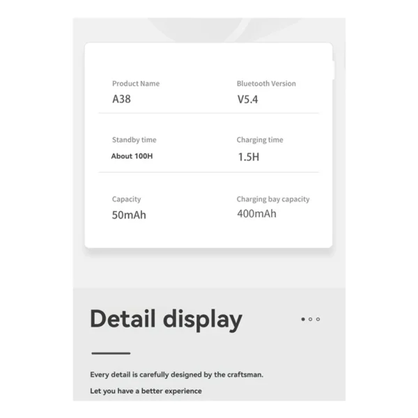 A38 Wireless Headphones Bluetooth 5.4 Hi-Fi Stereo Music Earphones Ear-Hook Sports Headsets For Running