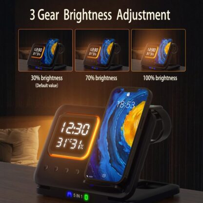 Phone Stand Tabletop 15w Fast Charging 5 in One Universal Wireless Charger Desk Charger for Iphone - Image 4