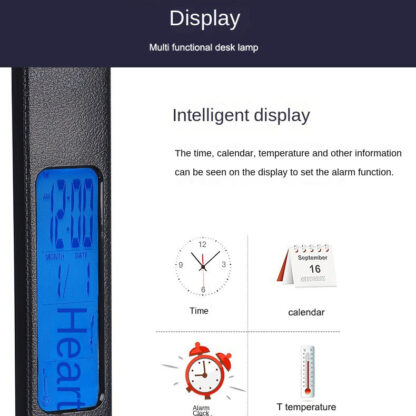 Folding alarm clock, time display, learning, reading, business, office, adjustable light, eye protection desk lamp - Image 3