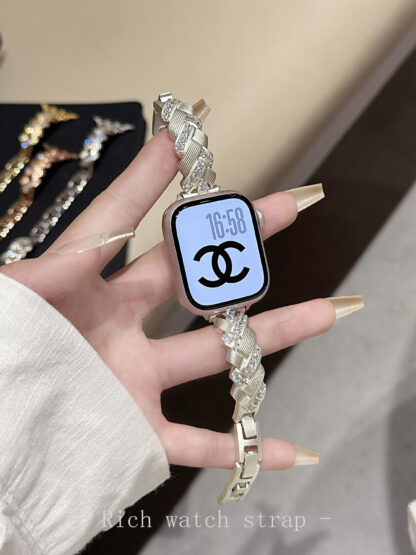 Wheat Spike Diamond-Encrusted Metal Starlight Watch Band for Apple Watch Female - Image 11