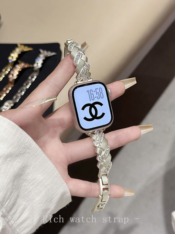 Wheat Spike Diamond-Encrusted Metal Starlight Watch Band for Apple Watch Female