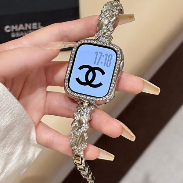 Wheat Spike Diamond-Encrusted Metal Starlight Watch Band for Apple Watch Female