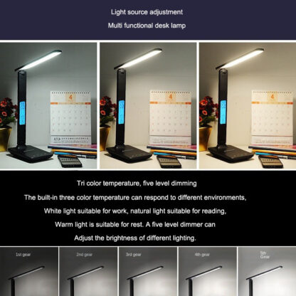 Folding alarm clock, time display, learning, reading, business, office, adjustable light, eye protection desk lamp - Image 4