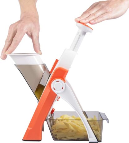 Mandoline Slicer, Vegetable Cutter, Strips Julienne Dicer (Orange) - Image 2