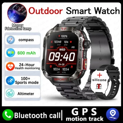 For Huawei Xiaomi Military GPS Smart Watch Men Flashlight Compass Waterproof Outdoor Sport Tracker Bluetooth Call Smartwatch Man - Image 12