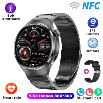 GT4 Pro Health Smart Watch Men 360*360 AMOLED Screen NFC GPS Tracker Compass BT call Blood oxygen IP68 Sport Smartwatch 2025New - Image 15
