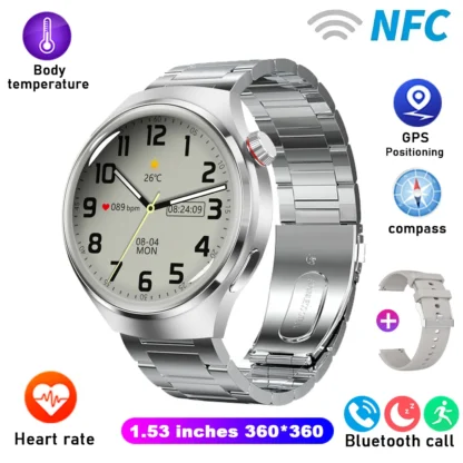 GT4 Pro Health Smart Watch Men 360*360 AMOLED Screen NFC GPS Tracker Compass BT call Blood oxygen IP68 Sport Smartwatch 2025New - Image 16