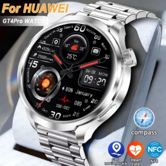 GT4 Pro Health Smart Watch Men 360*360 AMOLED Screen NFC GPS Tracker Compass BT call Blood oxygen IP68 Sport Smartwatch 2025New