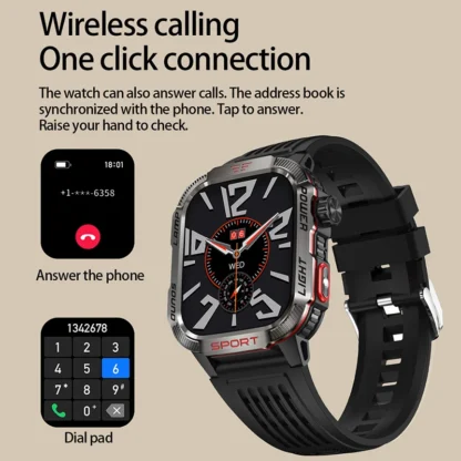 For Huawei Xiaomi Military GPS Smart Watch Men Flashlight Compass Waterproof Outdoor Sport Tracker Bluetooth Call Smartwatch Man - Image 3