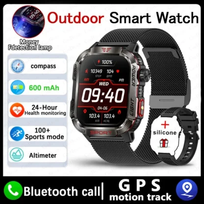 For Huawei Xiaomi Military GPS Smart Watch Men Flashlight Compass Waterproof Outdoor Sport Tracker Bluetooth Call Smartwatch Man - Image 11