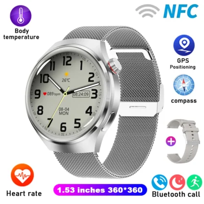 GT4 Pro Health Smart Watch Men 360*360 AMOLED Screen NFC GPS Tracker Compass BT call Blood oxygen IP68 Sport Smartwatch 2025New - Image 11