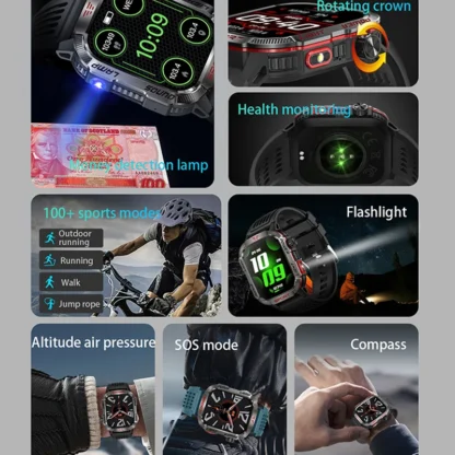 For Huawei Xiaomi Military GPS Smart Watch Men Flashlight Compass Waterproof Outdoor Sport Tracker Bluetooth Call Smartwatch Man - Image 2