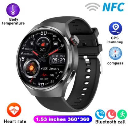 GT4 Pro Health Smart Watch Men 360*360 AMOLED Screen NFC GPS Tracker Compass BT call Blood oxygen IP68 Sport Smartwatch 2025New - Image 7