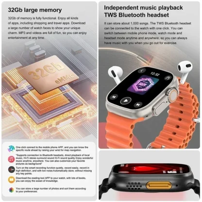 Fashion NEW DT Ultra 3 32GB Smart Watch Google Map Music Video Player HD Bluetooth Call APP Store NFC Smart AI Voice Sport Watch - Image 6