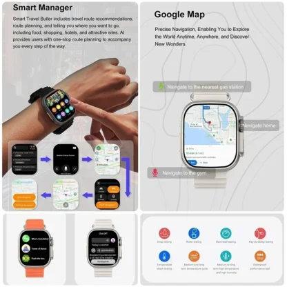 Fashion NEW DT Ultra 3 32GB Smart Watch Google Map Music Video Player HD Bluetooth Call APP Store NFC Smart AI Voice Sport Watch - Image 5