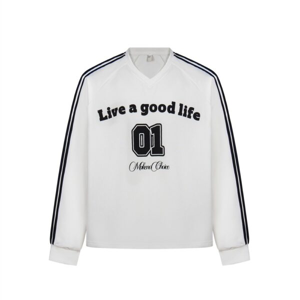 Letter printed V-neck sweatshirt