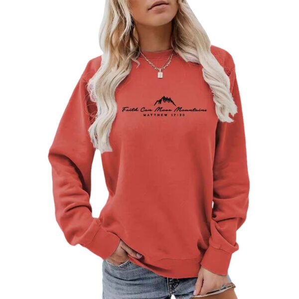 Round neck Faith Can Move Mountains printed hoodie