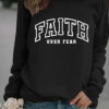 Round neck FAITH printed pullover sweatshirt