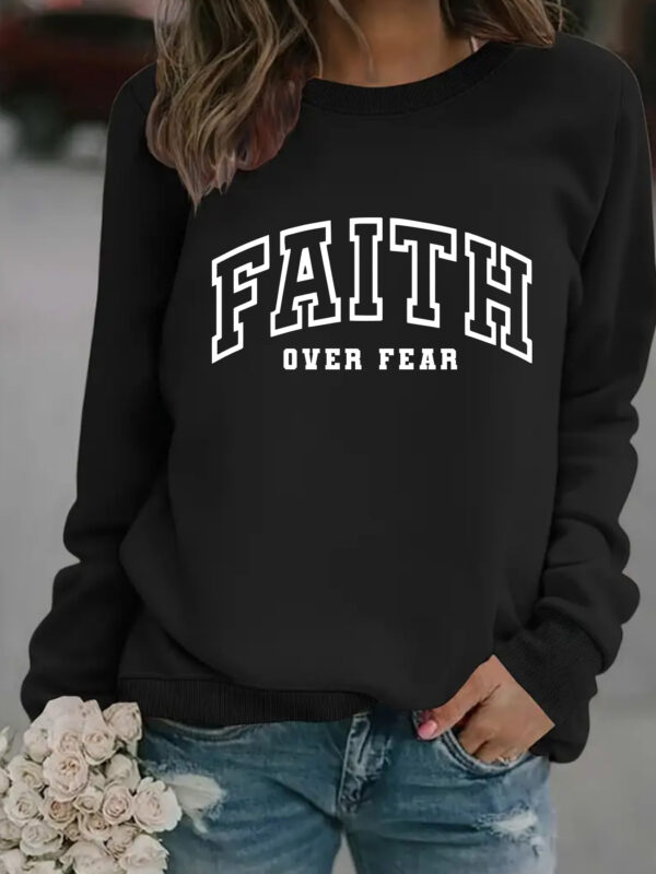 Round neck FAITH printed pullover sweatshirt