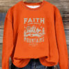 Round neck FAITH printed pullover sweatshirt