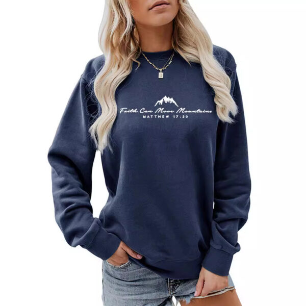 Round neck Faith Can Move Mountains printed hoodie