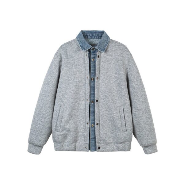 Loose Fit Lapel Work Jacket Mock Two-Piece Outerwear Men's Youth