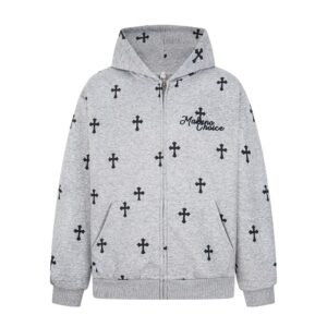 Full printed cross hooded jacket