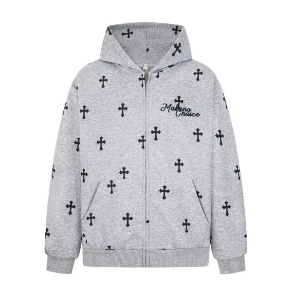Full printed cross hooded jacket