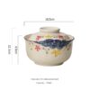 Ceramic instant noodle bowl, Chinese household tableware with lid