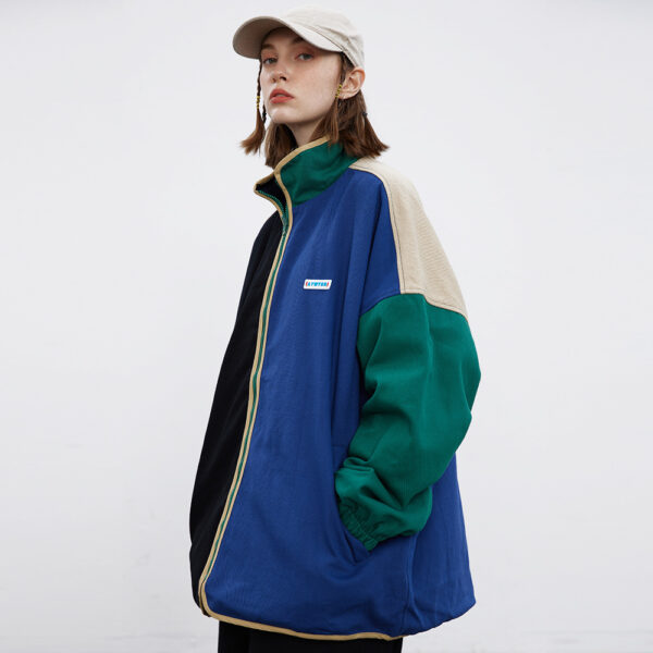 Splicing and contrasting colors, wearing a jacket on both sides