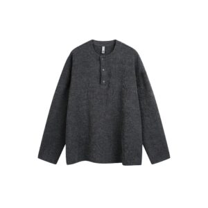 Henley Neck  Casual Versatile Pullover Long Sleeve Shirt