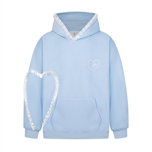 Heart shaped lace hooded sweatshirt