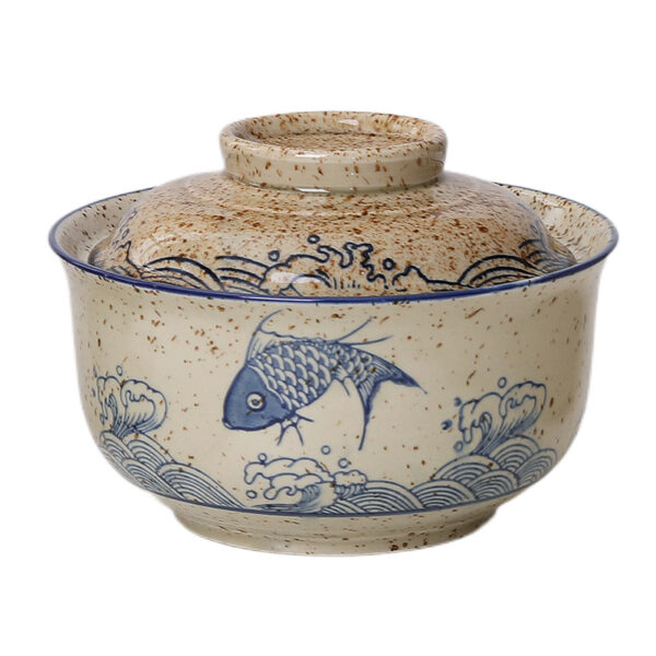 Ceramic instant noodle bowl, Chinese household tableware with lid