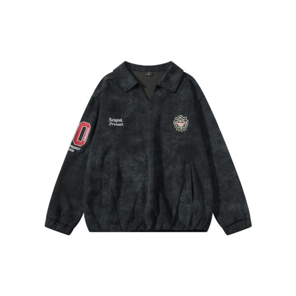 Vintage washed vintage V-neck pullover hoodie