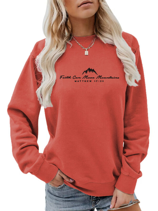 Round neck Faith Can Move Mountains printed hoodie