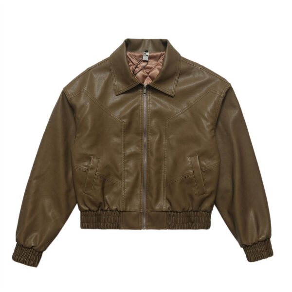 Thick cotton padded leather jacket