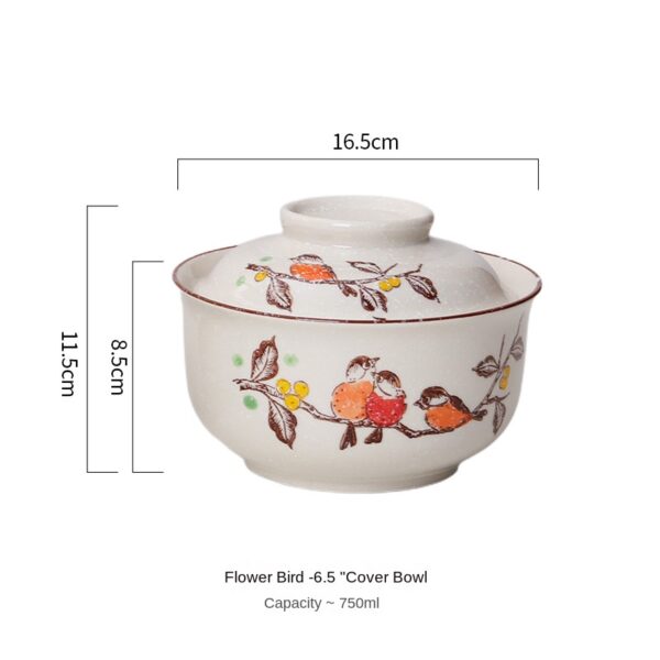 Ceramic instant noodle bowl, Chinese household tableware with lid