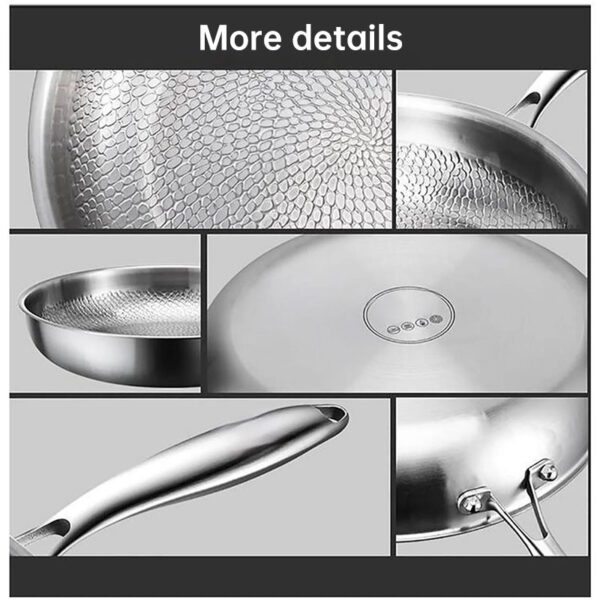 30cm Pure Titanium Nonstick Frying Pan - Coating-Free Patterned Meat Pan, Home Cooking Kitchen Utensil