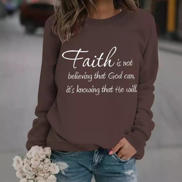 Round neck faith is printed pullover sweatshirt