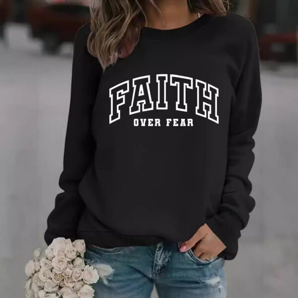 Round neck FAITH printed pullover sweatshirt