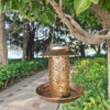 Outdoor solar powered lamp metal hanging bird feeder feeding and watering dual-purpose bird feeder decorative lamp