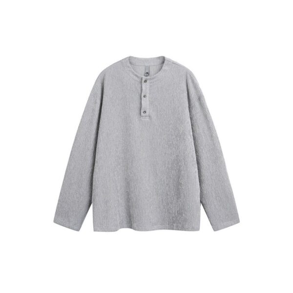 Henley Neck  Casual Versatile Pullover Long Sleeve Shirt