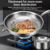 30cm Pure Titanium Nonstick Frying Pan - Coating-Free Patterned Meat Pan, Home Cooking Kitchen Utensil
